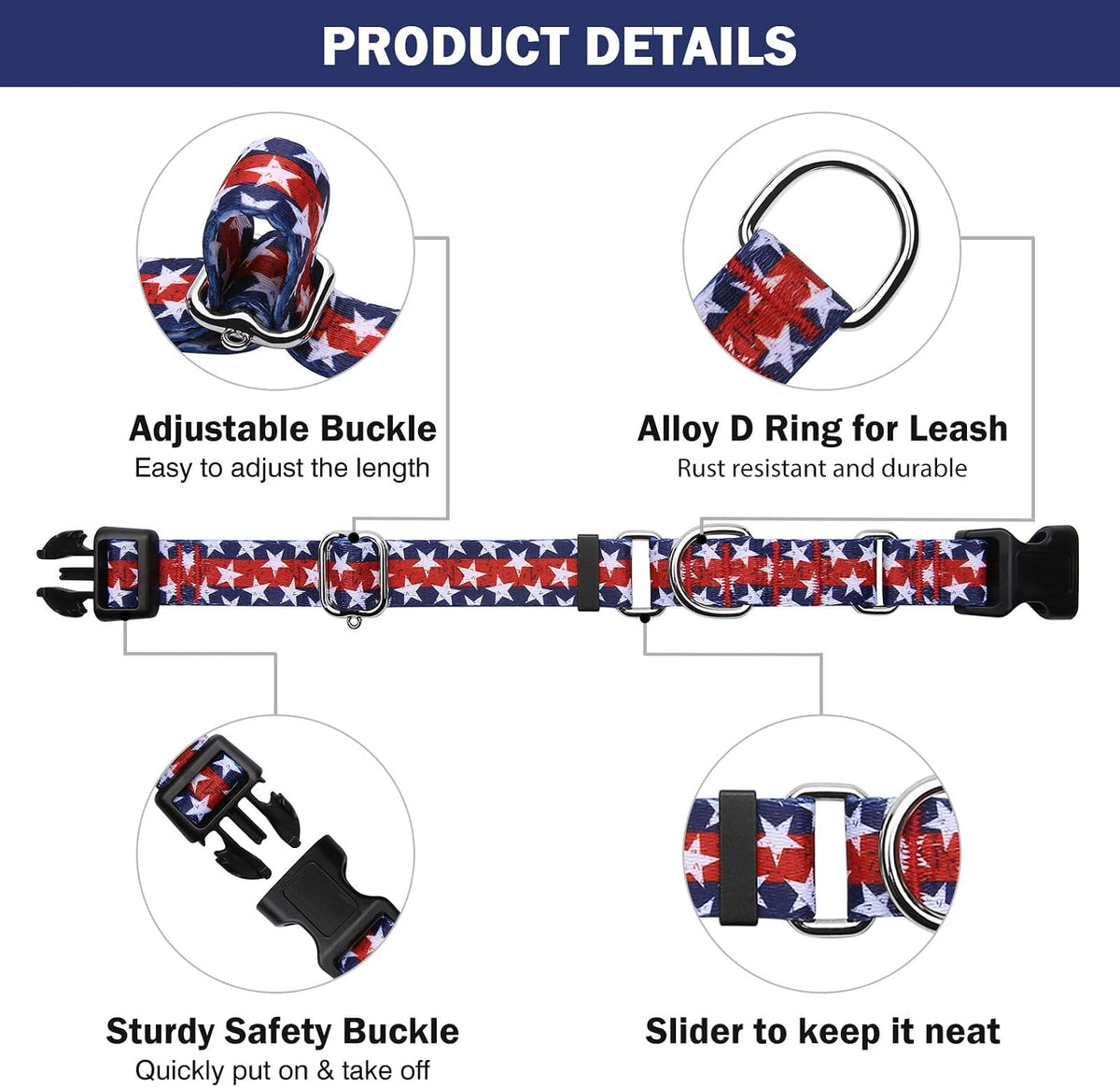 Martingale Dog Collar with Buckle - Star / Medium - image 4