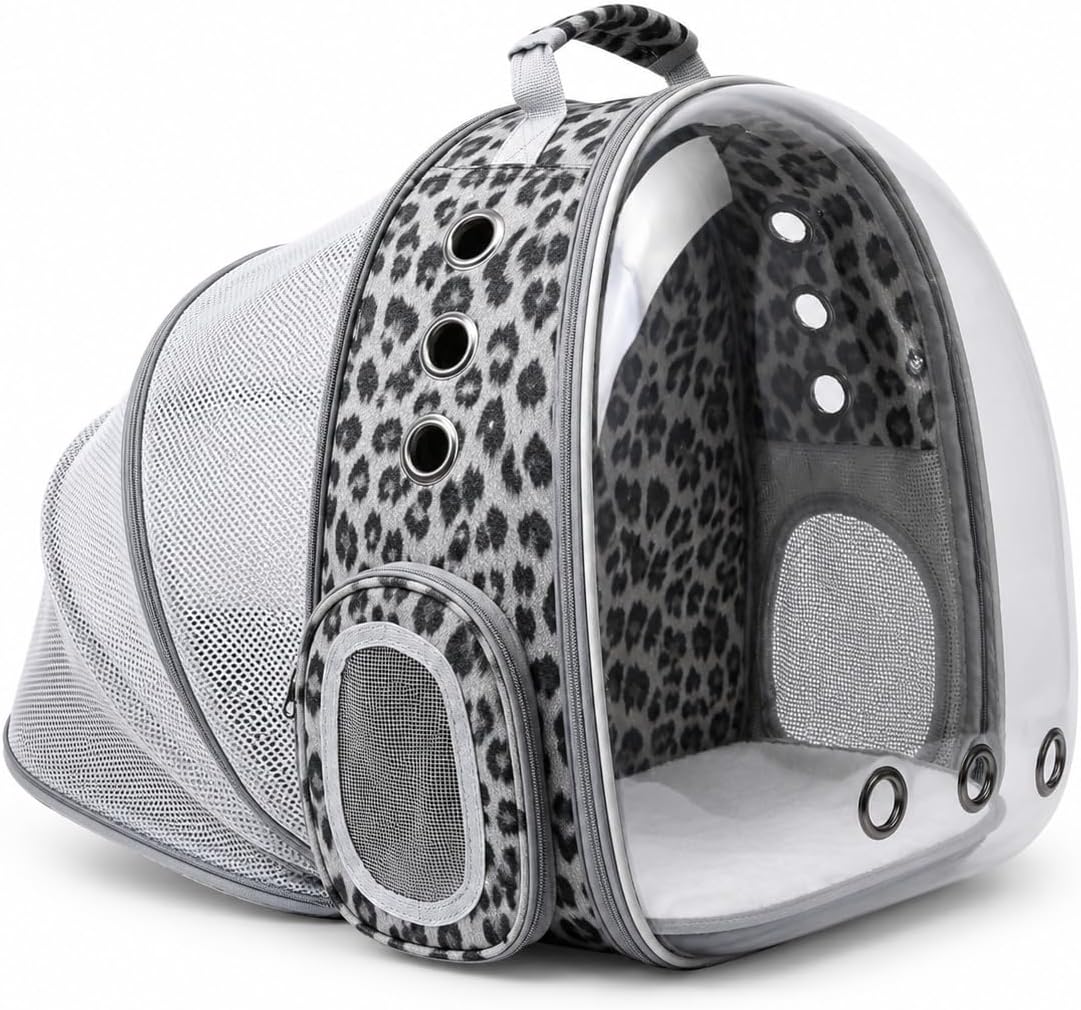 Expandable Cat Carrier Backpack with Bubble Window - Black and White Animal