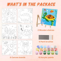 goldentime Kids Paint by Number Kits Including 6 Pre-Drawn Canvas - unicorn - image 2