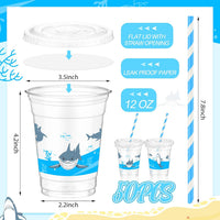 Teenyyou 12 oz clear plastic party cups with dirt bike design, lids and paper straws - view 26