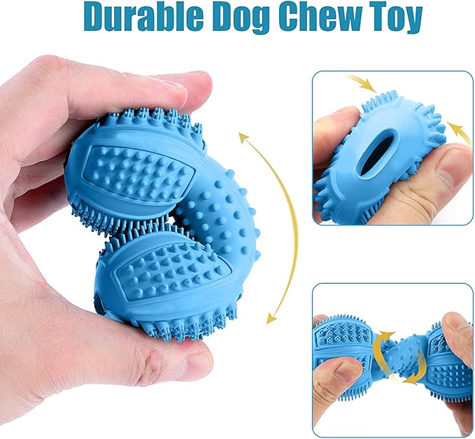 LUKITO Dog Chew Toys 3 Pack for Aggressive Chewers, Multifunctional Teeth Cleaning and Gum Massage, Tough Toys with Natural Rubber for Large and Medium Dog