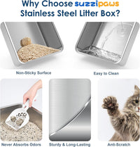 Suzzipaws Stainless Steel Cat Litter Box with Lid for Kittens & Small - 5" Deep / 1.0 - image 2