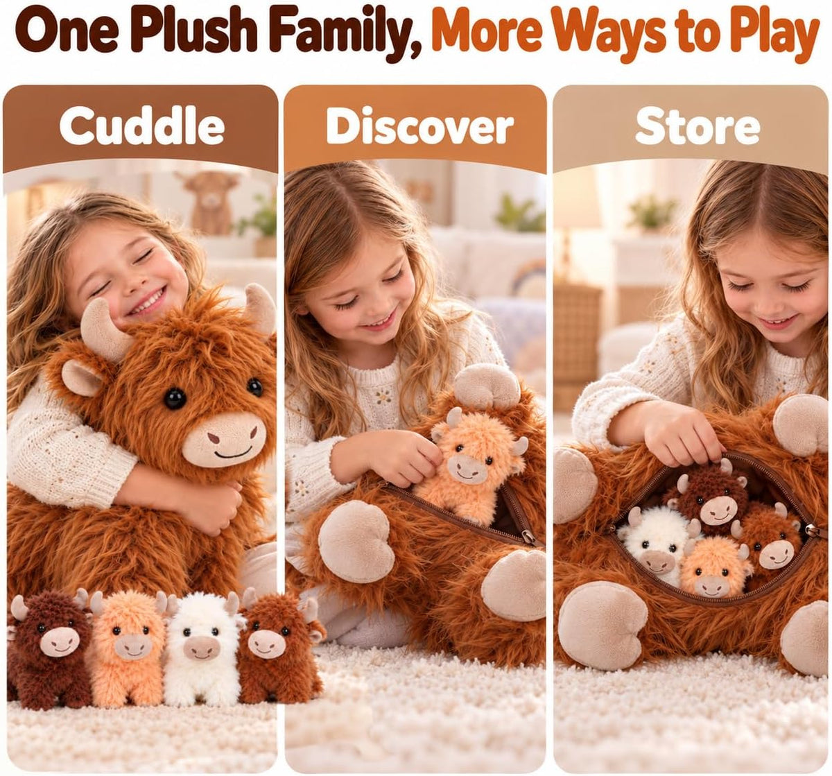 TOYSYM Seal Plush with 4 Babies - Highland Cow - image 2