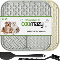 Coomazy Lick Mat for Dogs Cat Slow Feeder Lick Mat with Suction Cups - BEIGE+GRAY