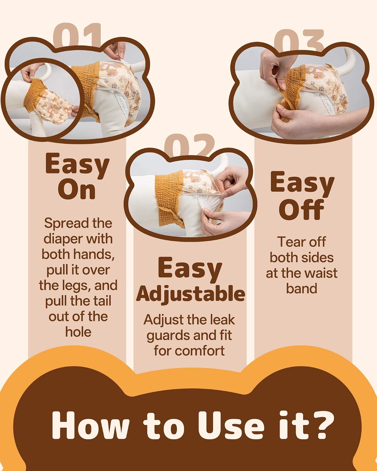 Dono Disposable Pull Up Dog Diapers Female - L (Waist13.3"-21.2") / 20.0 - image 4