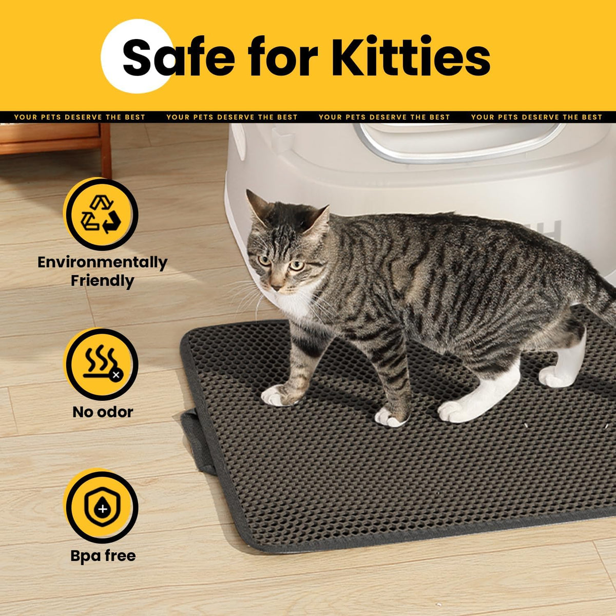 Cat Litter Mat Compact Size 23.6"x14.6" for Small Spaces - Black / 27" x 19" (1 Pack) - image 4