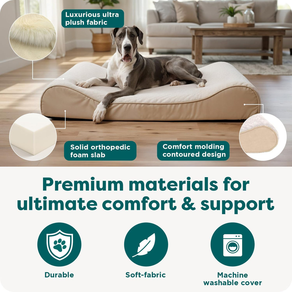 FurHaven Orthopedic Dog Bed for Large Dogs - Jumbo Plus/XXL / Cream - image 4