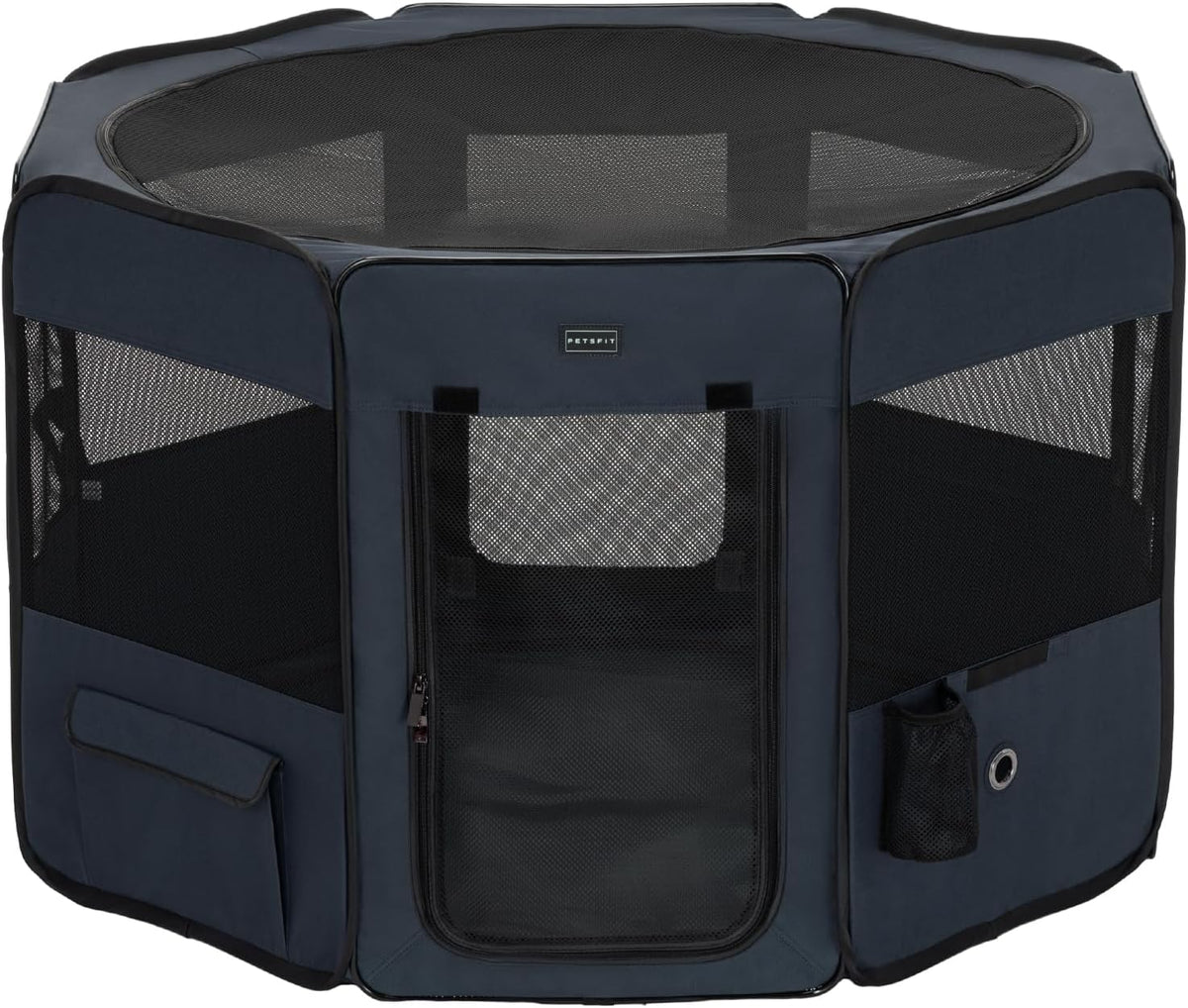 PETSFIT Portable Dog Playpen 36", Removable Waterproof Mat - Blue / Medium (36"x36"x21", 2 Doors)