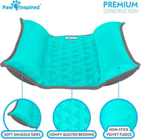 Paw Inspired Snuggle Bunny Bolster Bed for Rabbits, Cats, Dogs and Other Small Pets, Reversible Fleece Flop Bedding with Padded Sides (Gray/Green)