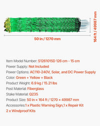 VEVOR Electric Fence Netting, 50" H x 164' L, Livestock Net Fencing with Posts & Stakes, Portable Mesh Nets for Goats, Sheep, Deer, Hogs, Dogs, Electric Fencing for Backyards, Gardens, Farms, Ranches