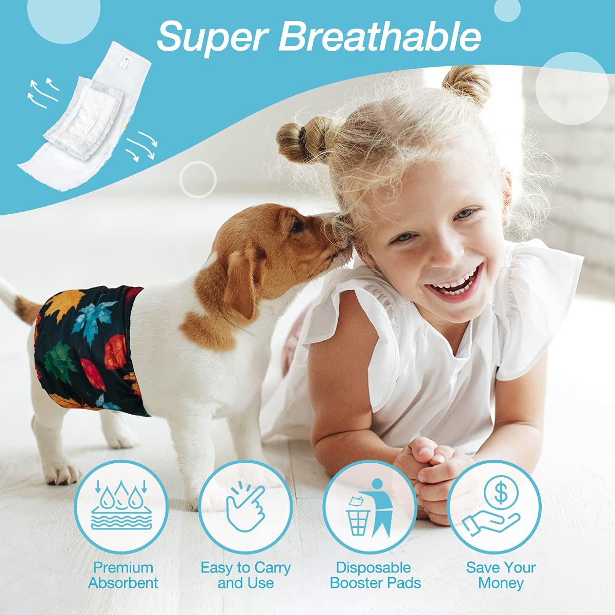 Disposable Dog Diaper Booster Pads XS - Bones / L - (50 Count) - image 2