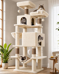 Globlazer Extra Tall Cat Tree Tower for Indoor Cats, F76 - Beige / 76 inch