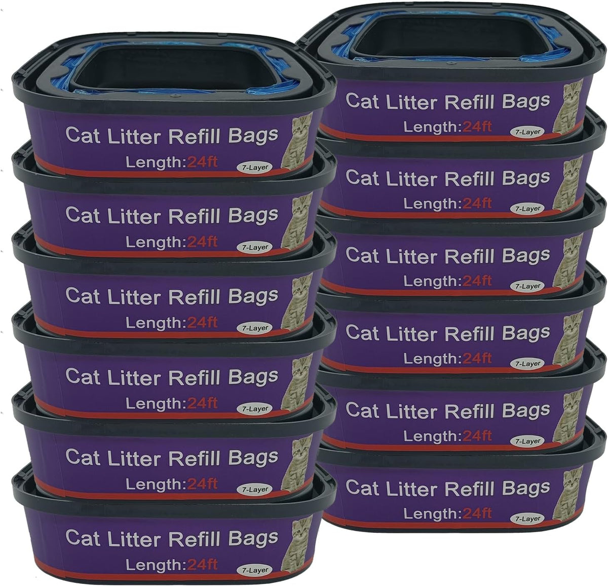 12 Pack Cat Litter Refill Bags Cartridge Compatible with Genie Cat