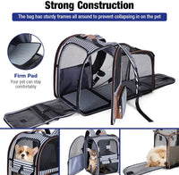 Cat Carrier Backpack, Expandable Pet Carrier with Sun Shade & Full Front Opening, Breathable Mesh - Striped / L-Mesh Window - image 3