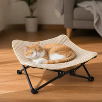 PETKARAY Foldable Cat Hammock Bed - Sisal Beige / Elevated Hammock