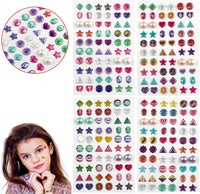 AUGSUN 240 Pcs Halloween Stick on Earrings for Little Girls – Fun for Kids & Family - Multicolor Theme