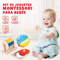 Adena Montessori Play Kit: Knob Puzzle, Drum & Ball, 6-12m – Fun for Kids & Family - Mirror Peekaboo Knob Puzzle, Spinning Drum & Fabric Ball - image 4