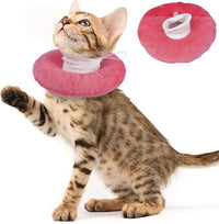 Cat Cones to Stop Licking, Adjustable Neck Soft Elizabethan Collar After Surgery, Comfortable & Lightweight Cute Kitten Donut Collar for Head/Foot Wounds Recovery, Pink Small