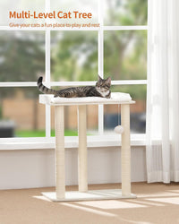Modern Cat Tree for Large Cats, Full Sisal Cat Scratching Post – Essentials for Cats - White / 22"L x 15.7"W x 26.7"H - image 4