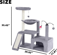YUNIQUE Cat Tree with Cat Condo and Big Hammock, Grey – Essentials for Cats - 288 Grey - image 2