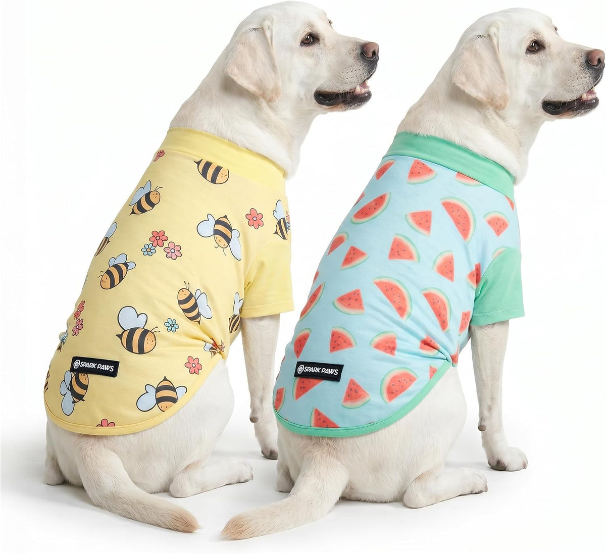 Spark Paws Sunblock Dog T-Shirt, SPF 30 UV Sun Protection - Bees & Watermelon / XX-Large