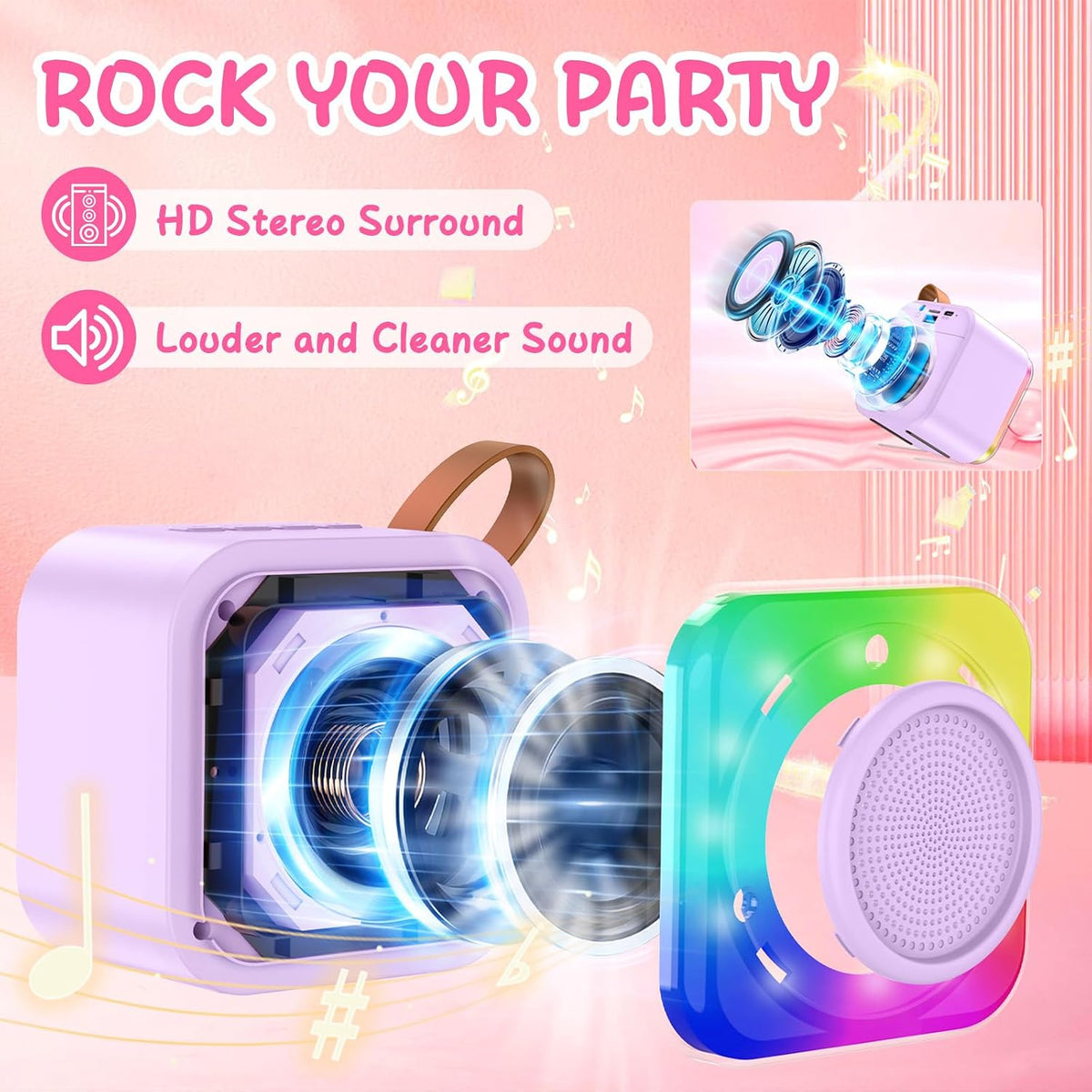 Karaoke Machine with 2 Microphones for Kids - Purple - image 2