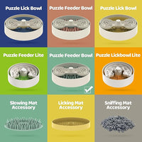 Slow Feeder Dog Bowl for Large Dogs with Non-Slip Base - Adjustable Speed Design, Removable Puzzle Inserts & Dishwasher Safe, Green