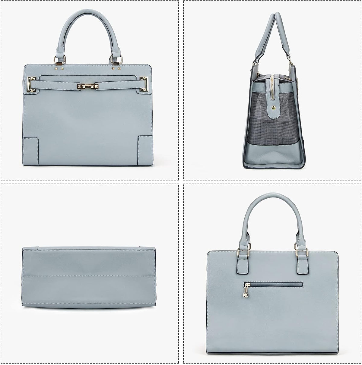 Fashion Pet Carrier Dog Cat Carrier Purse Soft-Sided Leather Handbag - Grey - image 4