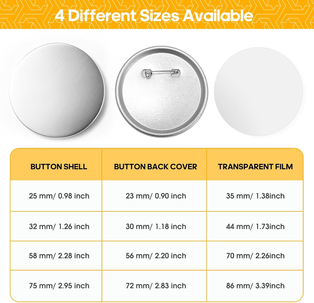 300 Pcs 58mm/2.28 inch Button Maker Supplies - 75mm/3 inch - Button Supplies Button Parts - image 4