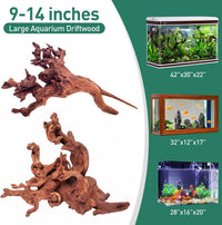 WDEFUN 3 PCS Natural Driftwood for Aquarium Decor Fish Tank - Mopani driftwood （10-14 inch pack of 2） - image 2