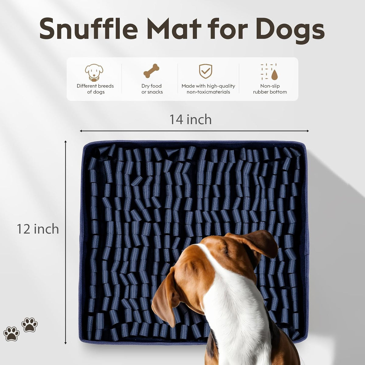 FunFurry Snuffle Mat for Dogs, Dog Puzzle Mat - Navy / 14" X 12"-Portable - image 2