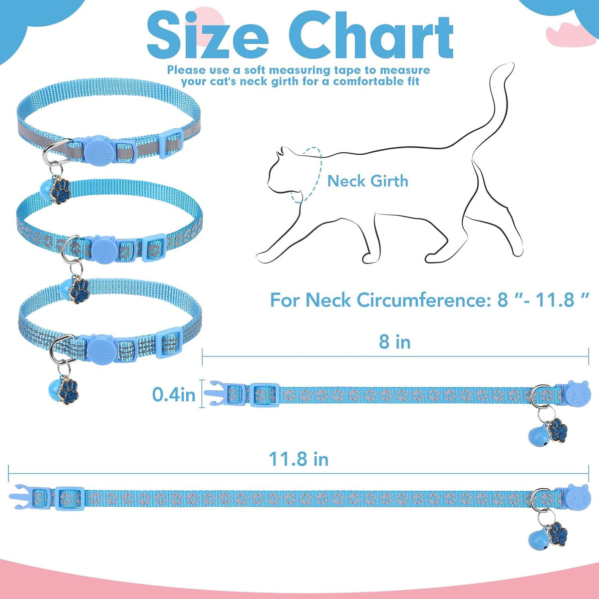 BINGPET Halloween Cat Collar Breakaway - Reflective (Blue) - image 4