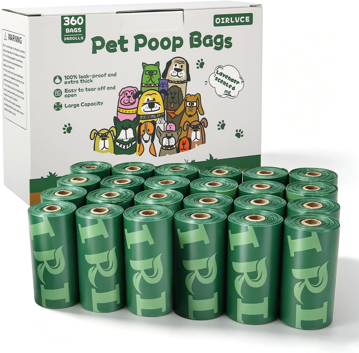 24 Rolls 240 Coreless Dog Poo Bags - 360 Count (Pack of 1)