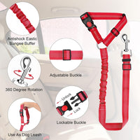 2 Pack Dog Seat Belt for Car, Headrest Restraint Safety Leads – Essentials for Dogs - Red / Elastic - image 4