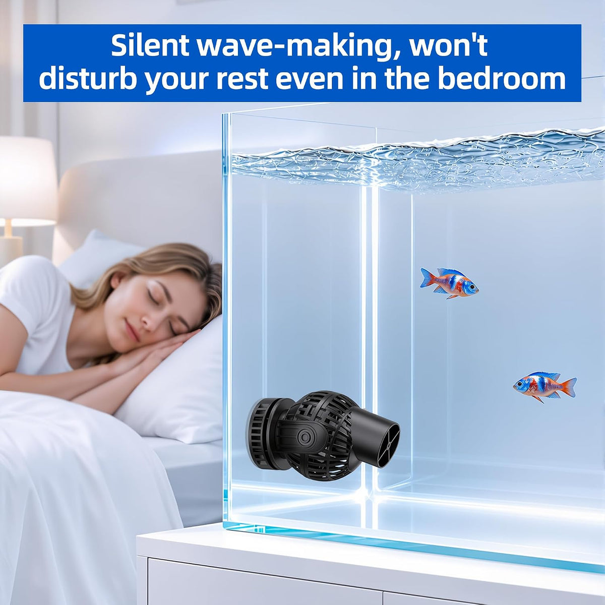 FREESEA Magnetic Wave Maker for Aquarium: 1s Mounts on 15mm Glass - 1050 GPH (Black) - image 3