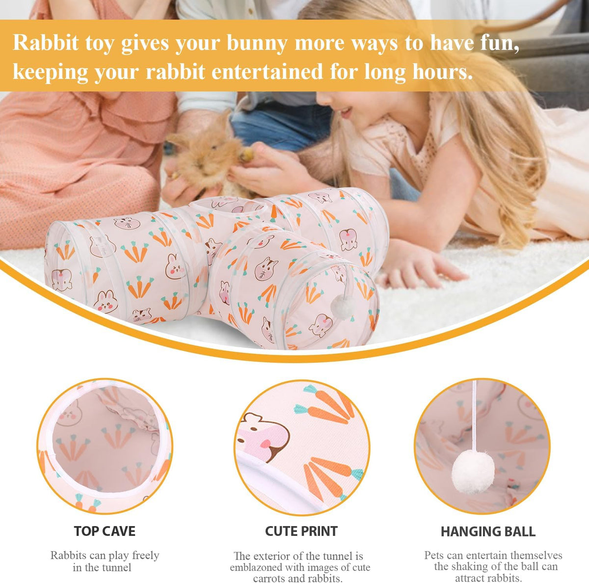 HERCOCCI Rabbit Toys, Bunny Tunnels & Tubes - White - image 3