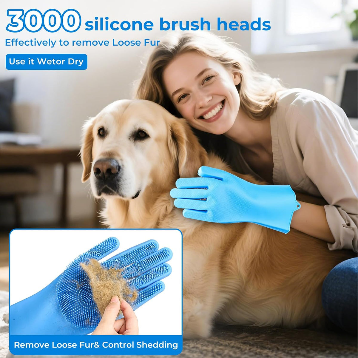 2PCS Dog Washing Gloves and Dog Bath Brush - image 3