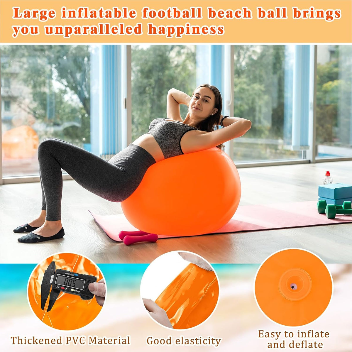 Jenaai giant inflatable bouncy balls in red and blue, 30 inches across - view 10