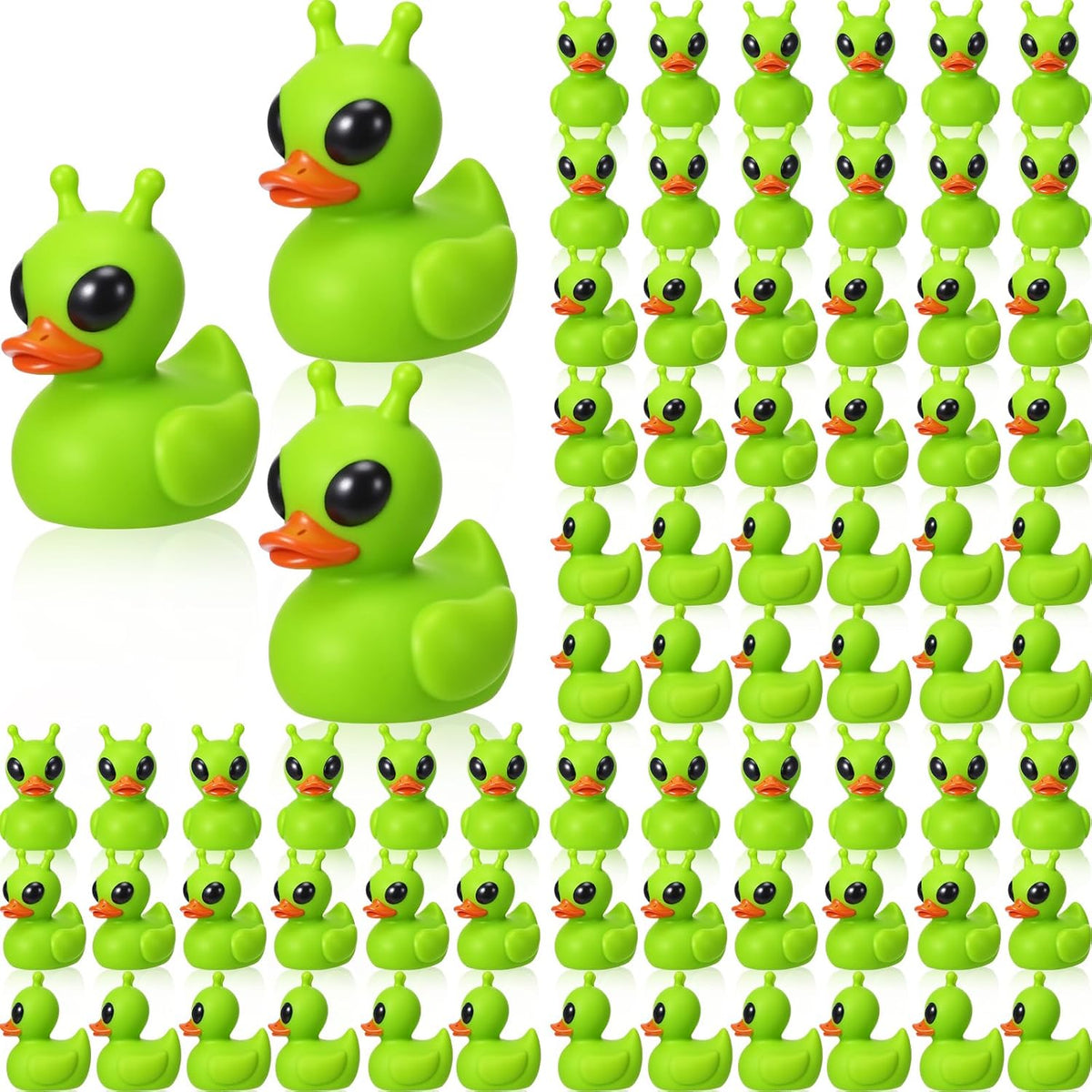 Sotiff mini alien rubber ducks, 25 green ducks with funny faces - view 7