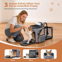 Lekereise Cat Backpack Expandable Pet Carrier Backpack for Small Cats - Stripes / XL-Mesh Window - image 3