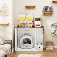 YUSING Litter Robot Enclosure, Cat Litter Box Furniture Hidden, Cat Litter Box Enclosure Cabinet Large with Double Doors and Pull-Out Drawer for Litter Robot