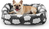 JOEJOY Cute Dog Bed Medium Size Dog - Cozy Clouds Grey / S PLUS (25"x21"x7")