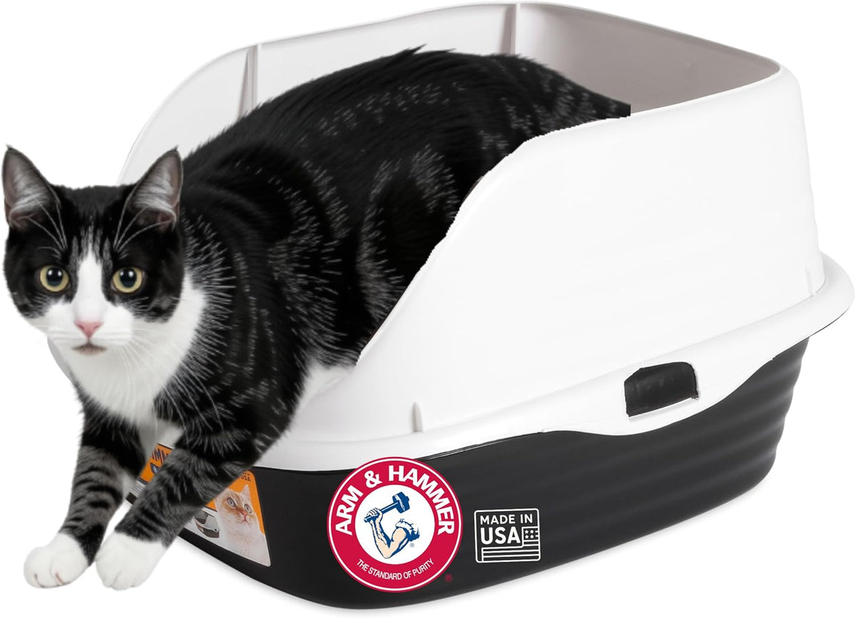 Arm & Hammer Rimmed Cat Litter Box with High Sides and Microban