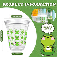 50 Pcs 12 oz Dinosaur Cups Dinosaur Birthday Decorations – Fun for Kids & Family - Green / Frog - image 2