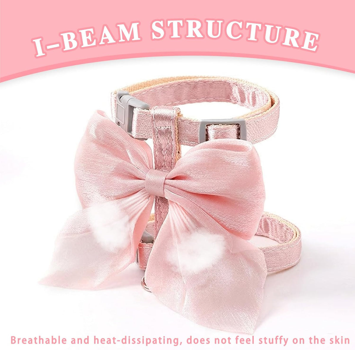 Tensho Pink Bow Cat Harness and Leash Set, Escape Proof - Pink Bow / S - image 3