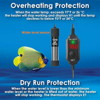 Super Compact 150W Fish Tank Heater, Submersible Aquarium Heater with LED Digital Display Thermostat, Adjustable Fish Heater for 15-30 Gallon Tanks