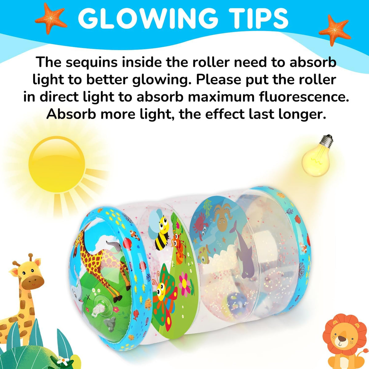 Crawling & Walking Baby Toys 6-12 Months Glowing Inflatable Rolling - image 4