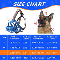 Dog Muzzle, Basket Muzzle for Small Medium Large Dogs, Anti-Biting and Chewing, Lightweight & Sturdy Cage Design, Allows Panting & Drinking, Ideal for Grooming & Training(Blue Size L)