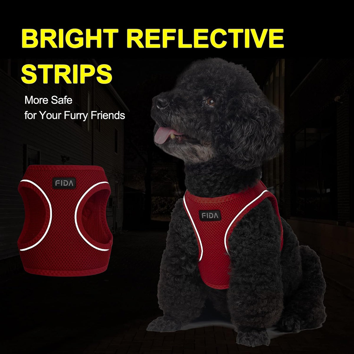 Fida Cat Harness and Leash Set for Walking Kitten and Puppy - S (Neck:12.6"-13.8"; Girth:16.1"-17.7") / Fiery Red - image 4