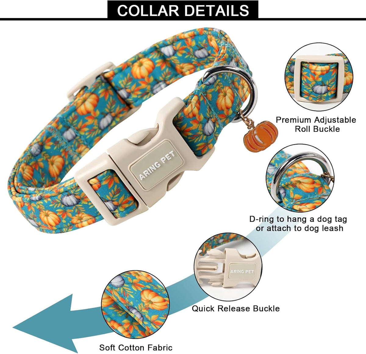 ARING PET Halloween Dog Collar-Cute Fall Dog Collar for Small Dogs - Large / Fall Two Pumpkin - image 3